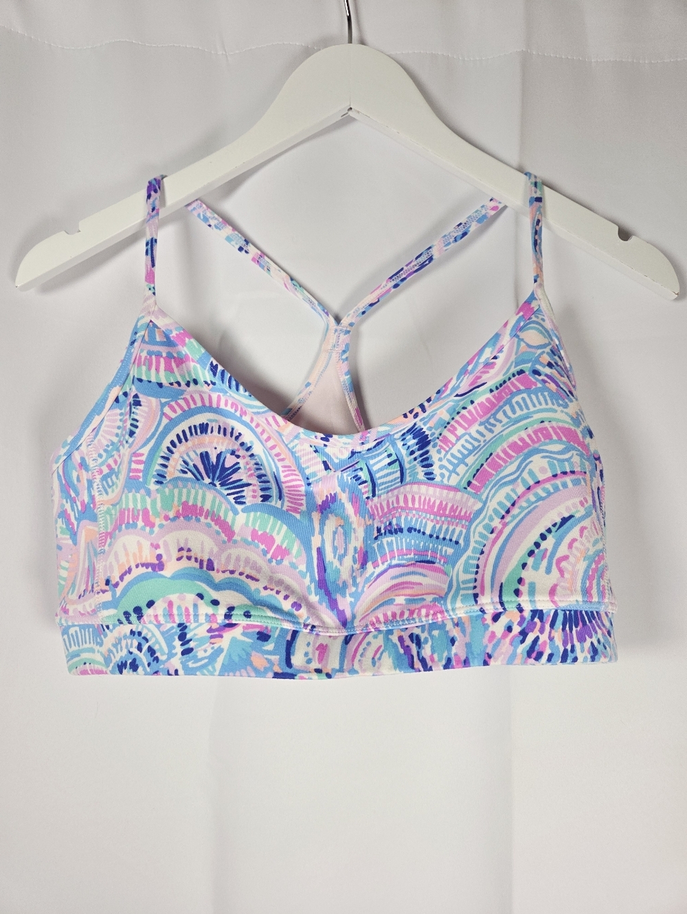 Lilly Pulitzer Luxletic Deena Sports Bra Happy As A Clam Print Racerback Size L
